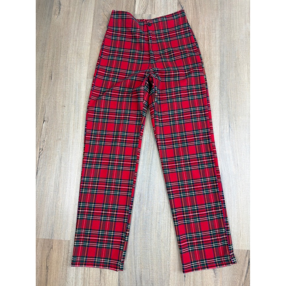 John Galt Red Plaid Tilden Pants High Waisted Tartan MW760 Size 25